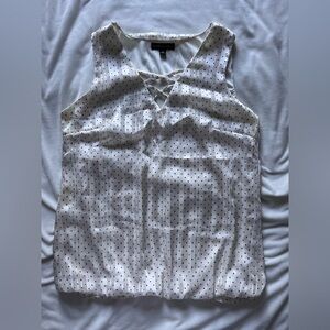 Sara Michelle White Polka Dot Crisscross V-Neck Sleeveless Camisole